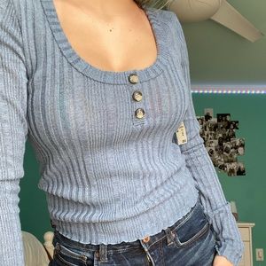 light blue long sleeve shirt with bottons